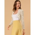 thumbnail image 4 of INSPIRE CHIC Cardigan Court Ouvert à l'Avant à Manches Longues en Dentelle Florale Transparente pour Femme, 4 of 6