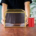 thumbnail image 4 of Small .‘‘ x .‘‘ x .‘‘ Glass Card Box with Slot & Lock for Wedding Reception Geometric Clear Envelops Box Suitable for x es Cards Gold (Slot Length cm) Handmade, 4 of 9