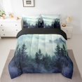 thumbnail image 2 of Erosebridal Foggy Woodland Bed in a Bag King Size,Tropical Botanical Tree Bed Set,Green Blue Bedding King Size For Men Women,Microfiber Bedroom Decor Reversible,7 Pieces, 2 of 6