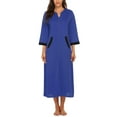 thumbnail image 4 of Ekouaer Women Zipper Robe 3/4 Sleeves Loungewear Dress Full Length Sleepwear Pockets Housecoat Nightgown Long Bathrobe, 4 of 7