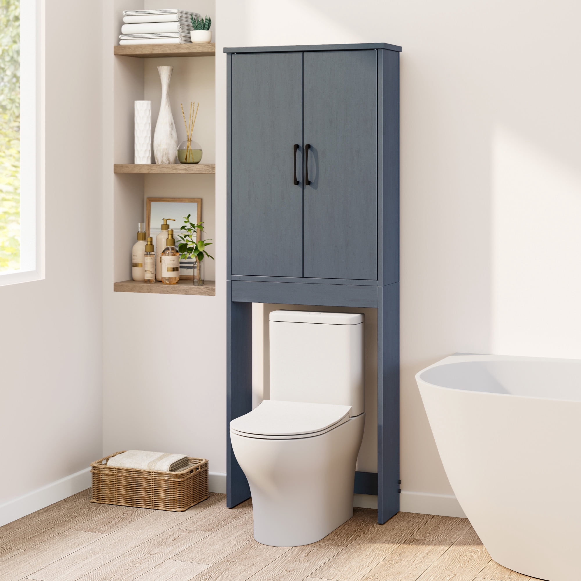 Mainstays Ardent Over-the-Toilet Bathroom Storage Cabinet, Blue