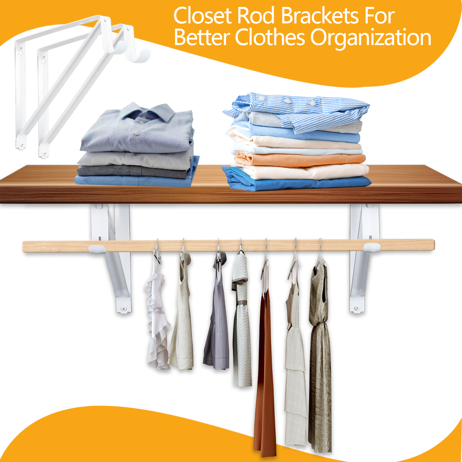 WellMade 11" x 9.5" Heavy-Duty Closet Shelf & Rod Brackets photo 5