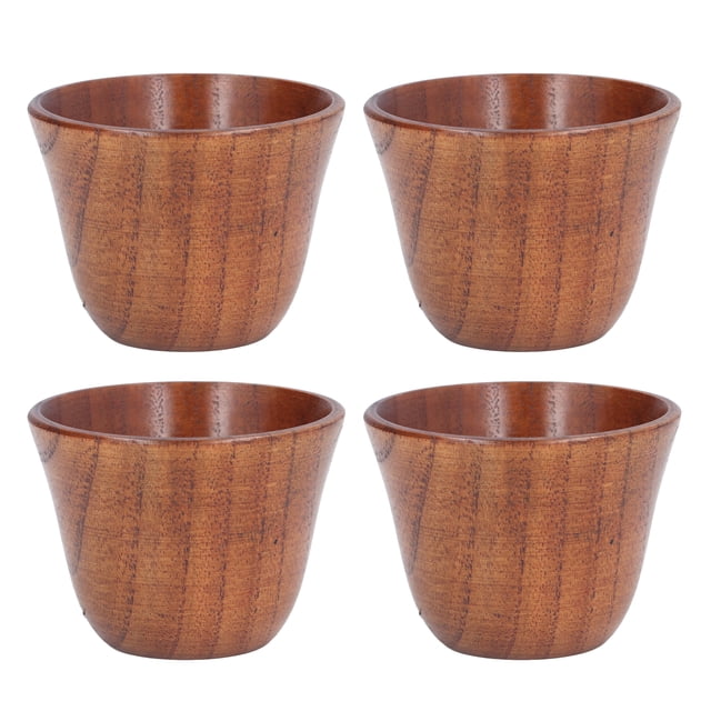 Tasse En Bois Japonaise Anti-brûlure, 75ml, 4 Pièces, Tasses à Thé Pour Café, Bière, Thé, Lait, Boisson