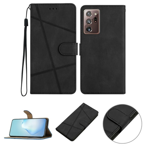 Nalacover Deisgned for Samsung Note 20 Ultra, Magnetic Folio Wrist Strap Flip Kickstand Premium PU Leather Wallet Case Cash Card Slots Holder Protective Case for Samsung Galaxy Note 20 Ultra, black