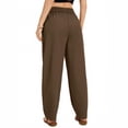 thumbnail image 5 of yuCgh Women's Wide Leg Cropped Casual Elastic Drawstring Waisted Pants with Pockets, Comfortable Harem Pants for Lounge and Outdoor Activities,Coffee 2XL, 5 of 6