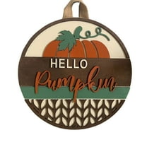 Wadada Hello Fall Wreaths for Front Door, Wooden Welcome Sign for Fall Decor, Pumpkin Fall Door Sign Ornament, Wood Farmhouse Pumpkin Door Decor, Rustic Fall Door Hanger for Porch Home