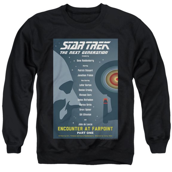 Star Trek Tng Season 1 Episode 1 Adult Crewneck Sweatshirt Black