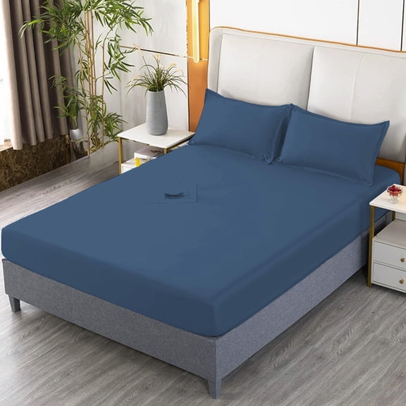 Fitted Sheet Navy,78.74x86.61 Inch Deep Pocket,Twin Bed Fitted Sheet - Soft and Comfortable Microfiber - Fade Wrinkle Resistant