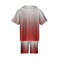 thumbnail image 2 of Honeeladyy Girls Two Piece Outfits Gradient Color Shirt Shorts Set Short Sleeve Hoodie Tops with Elastic Waist Shorts Red 8-9 Years, 2 of 7