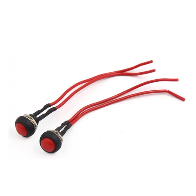 2uds Interruptor de Claxon Bocina Unique Bargains Redondo Cableado Botón Rojo 12V
