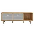 thumbnail image 4 of Media TV Stand Console Table, Brown Oak, Wood, Metal, Industrial Living Room Lounge Cafe Lobby Hospitality Restaurant, Modern Contemporary HB34581, 4 of 10