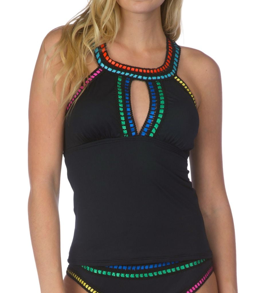 Women's La Blanca LB7BT86 Threading Along High Neck Tankini Swim Top