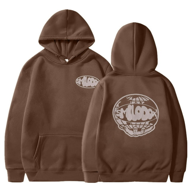 MHFRRA Sudadera Informal de Terciopelo con Capucha para Hombre y Mujer, Sudadera Holgada con Estampado de Hop, Sudadera Deportiva Marrón