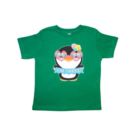 

Inktastic I m 3 Cute Penguin with Sunglasses and Flowers Gift Toddler Boy or Toddler Girl T-Shirt