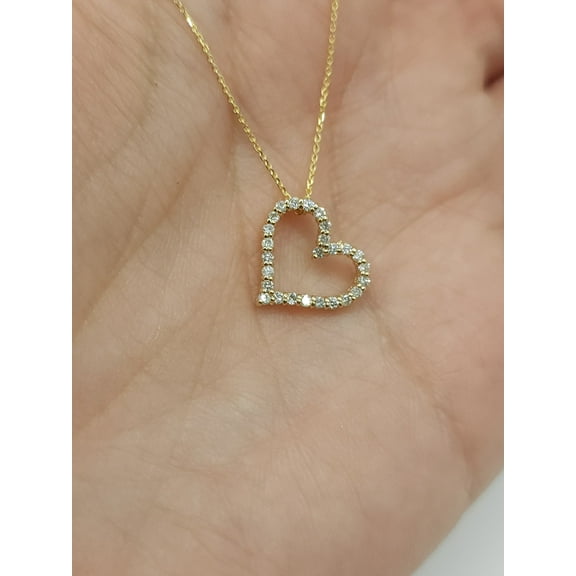 0.26 Ct Diamond Necklace, Natural Moissanite Pendant 14k Yellow Gold Plated