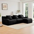 thumbnail image 2 of FFH 115.3" L Shaped Sectional, Modular Cloud Couch Comfy Teddy Sofa for Living Room (Black, 3 Seater with 1 Ottoman), 2 of 13