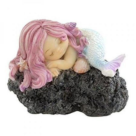 Top Collection Miniature Fairy Garden and Terrarium Sleeping Little Mermaid on Rock