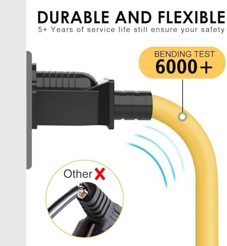 [4 in 1] 15 Amp to 20 Amp Plug Adapter Heavy Duty Extender T Blade Cable 5-15P to 5-15/20R, 5-15P to 6-15/20R AC Power Household Converter, 15A 125V to 20A 250V USA 3Pin Male UL CUL Listed 1FT