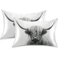 thumbnail image 2 of Highland Cow Satin Pillowcase for Hair and Skin Silk Pillowcase Soft Breathable Sleeping Pillow Covers Smooth Cooling Pillowcase with Envelope Closure Size Standard 20x40 in Home Decor Gifts, 2 of 7