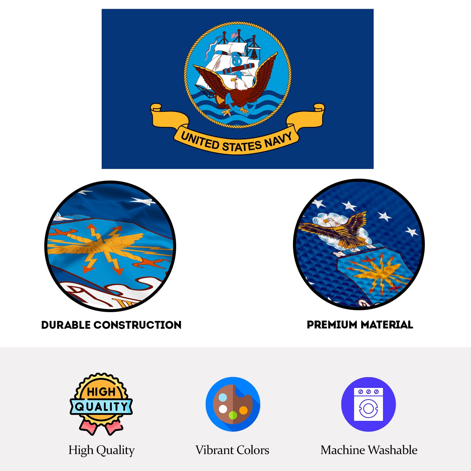 AGAS Navy Flag 2x3 Ft - Printed Durable Polyester US Navy Garden Flag