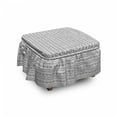 thumbnail image 1 of Tribal Ottoman Cover, Black White Aztec Border, 2 Piece Slipcover Set with Ruffle Skirt for Square Round Cube Footstool Decorative Home Accent, Standard Size, Black and White, by Ambesonne, 1 of 5