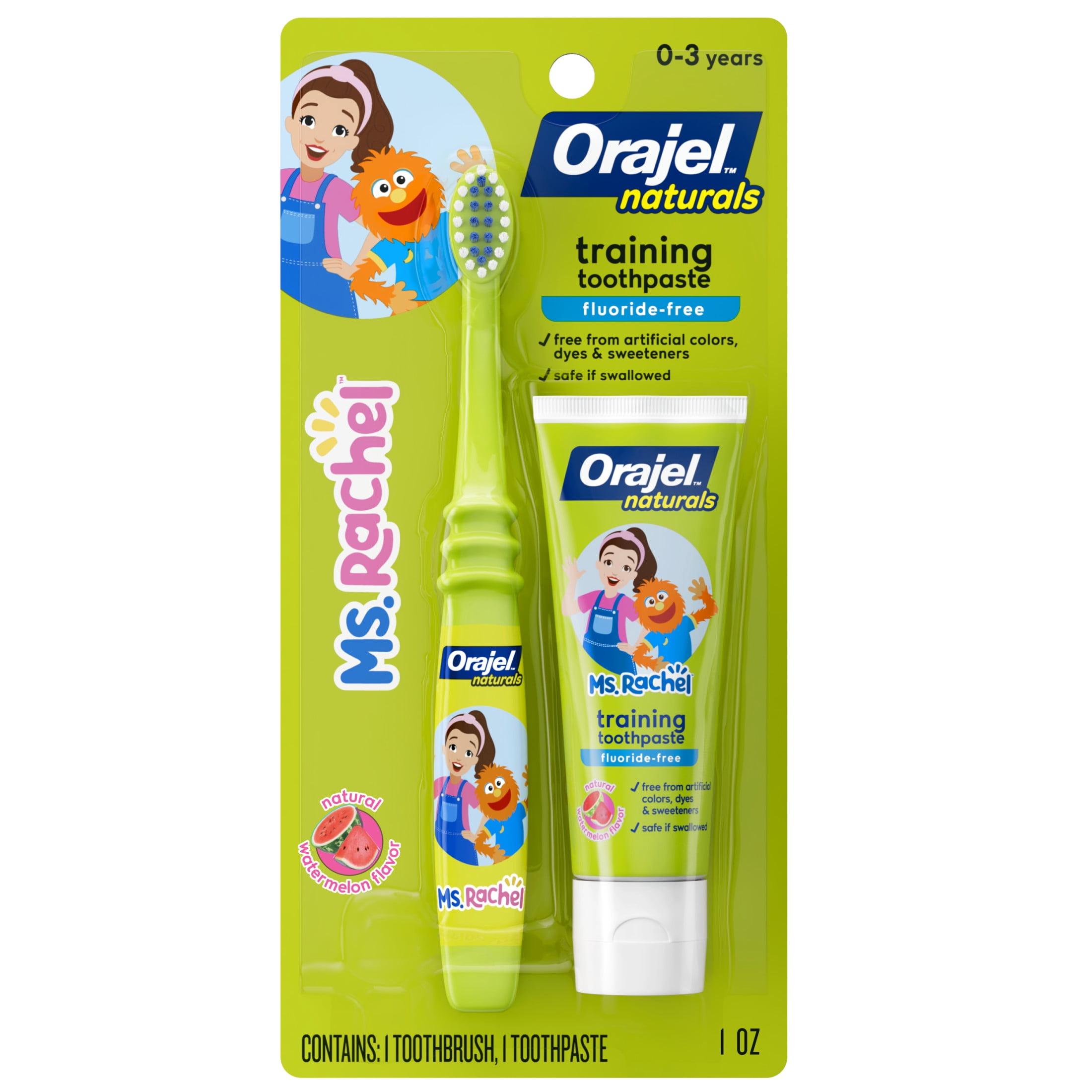 Orajel Naturals Sesame Street Toothpaste and Finger Brush, Natural