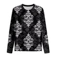 thumbnail image 3 of Kddylitq Plain T Shirts For Womenl Black Fall Pullover Western Graphic Funny T Shirts For Women Crew Neck Printed Paisley Blouses Plus Size Fashion Oversized Long Sleeve Shirts 5XL, 3 of 4