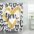 thumbnail image 1 of ABPHQTO Amor Escrito a mano Día de San Valentín You Modern Gold Heart Cortina de ducha 160x180 cm, 1 of 1