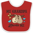 thumbnail image 3 of Inktastic My Grandpa Loves Me with Sloth and Hearts Boys or Girls Baby Bib, 3 of 4