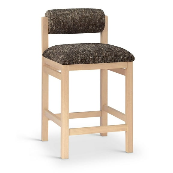 Meridian Furniture Roundhill Brown Linen Textured Fabric Upholstered Counter Stool