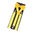 thumbnail image 3 of Bunblic Bretelles pour Hommes Ensemble Nœud Papillon Forme Y Bretelles Réglables pour Jeans Cosplay Fête Jaune, 3 of 8