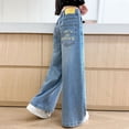 thumbnail image 6 of XEGLSBU Girls Jeans Size 8 Wide Leg Girls Straight Leg Jeans Casual Loose Fit Pants Arrival Letter Print Comfortable Trousers Yellow Size 5-6 Years, 6 of 8
