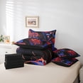 thumbnail image 6 of Castle Fairy Teens Chic Red Flower Bedding Comforter Set 7pcs,Japanese Style Queen Bedding Sets Super Cozy,Blue Red Queen Sheet Sets,Ultra Soft Home Decor,Reversible, 6 of 8
