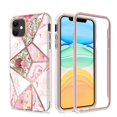 thumbnail image 2 of For Apple iPhone 13 Pro Max (6.7") Dual Layer Hybrid Shockproof Fashion Design IMD Electroplating 2in1 Hard Rubber Frame Cover ,Xpm Phone Case [ Floral Marble Rose Gold ], 2 of 5