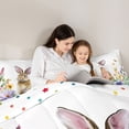 thumbnail image 5 of Homewish Cute Rabbit Child Queen Comforter Set, Groovy Daisy Floral Bedding Sets, Kawaii Cartoon Bunnies Reversible Bedding Comforter Set, Super Cozy Room Decor, 3pcs, 5 of 8