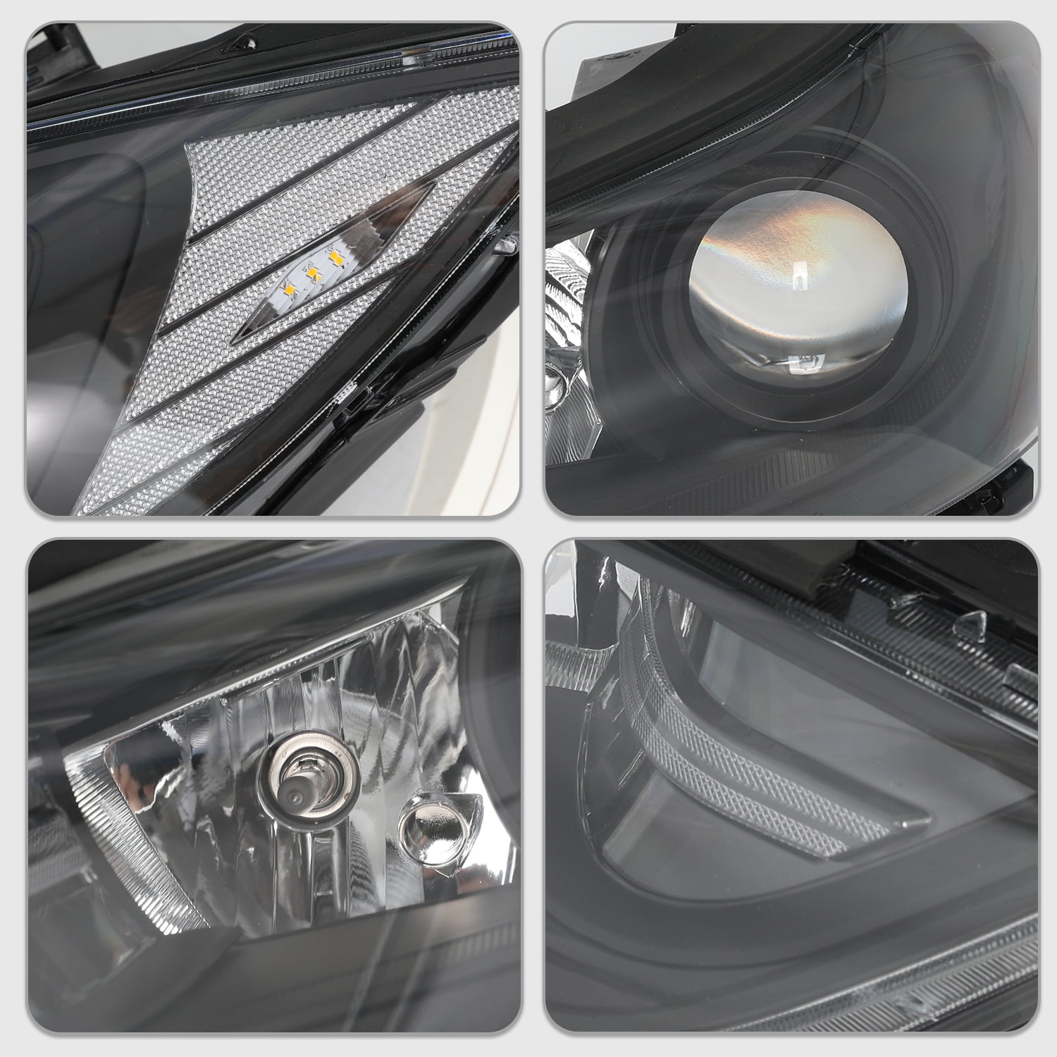 For 2017 2018 Hyundai Elantra Factory Halogen Projector Black Headlight Set Pair