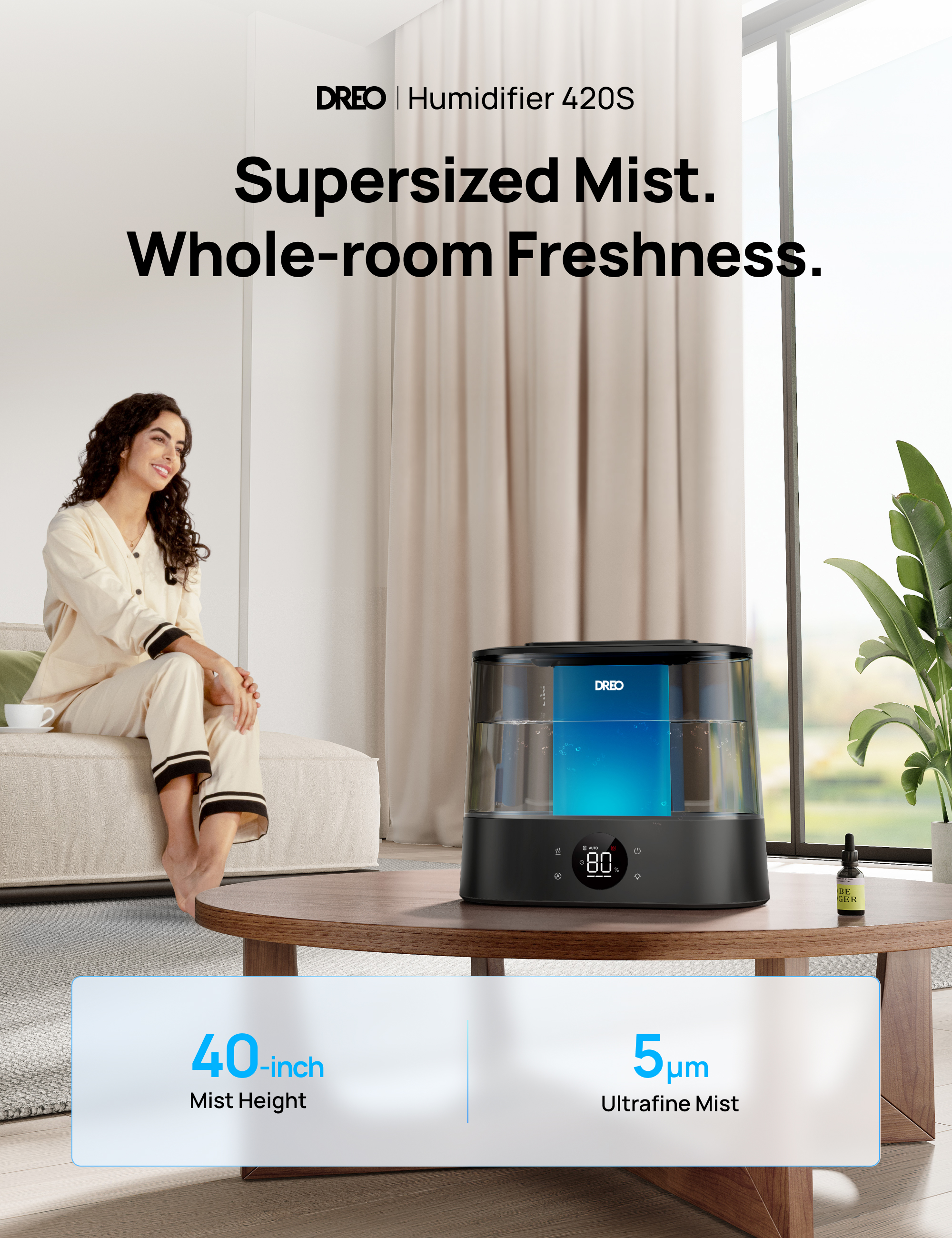 DREO Cool Mist Humidifier 1.06 Gallon with Night Light photo 3