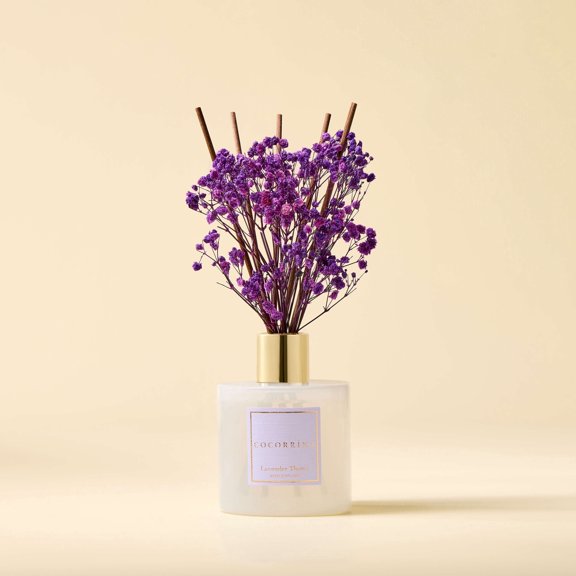 COCORRÍNA Lavender Thyme Reed Diffuser Set, 6.7 fl oz with Dried Flowers, Long Lasting Home Fragrance Air Freshener for Bedroom, Bathroom, Office