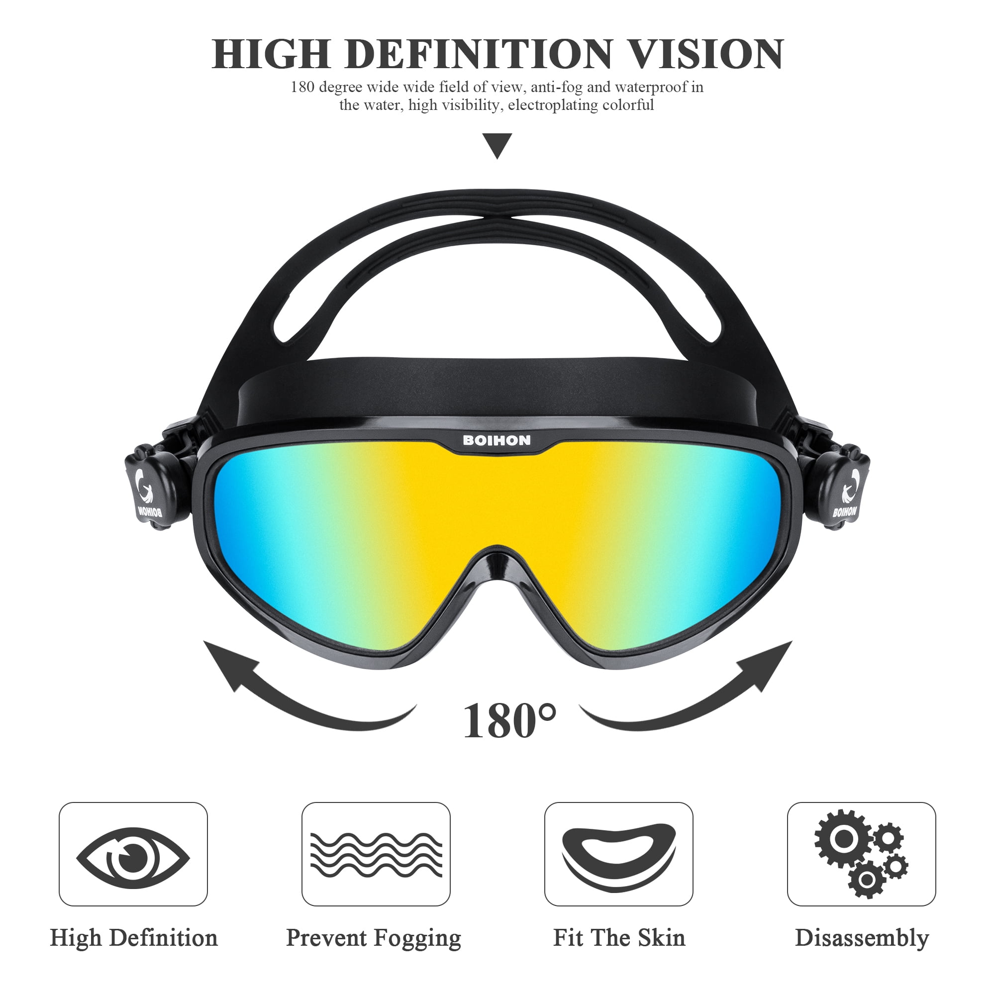 Topcobe Swim Goggles for Adults, Anti Fog Swim Mask, Diving Mask for