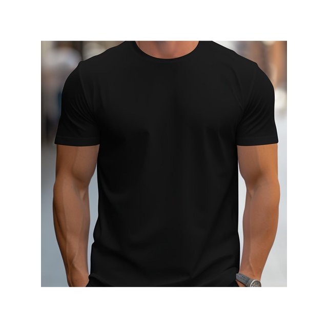 Camiseta de manga corta de corte regular para hombre, color liso, cuello redondo, transpirable, informal, lavable a máquina, cómoda para todas las estaciones, ideal para vacaciones de primavera y vera
