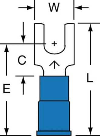 3M MVU14-8FBK Fork Terminal, Blue, 16 to 14 AWG, PK1000 by 3M