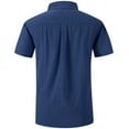 thumbnail image 3 of SPEEDRUN Mens Dress Shirts Regular Fit Short Sleeve Casual Business Shirt Navy M, 3 of 7