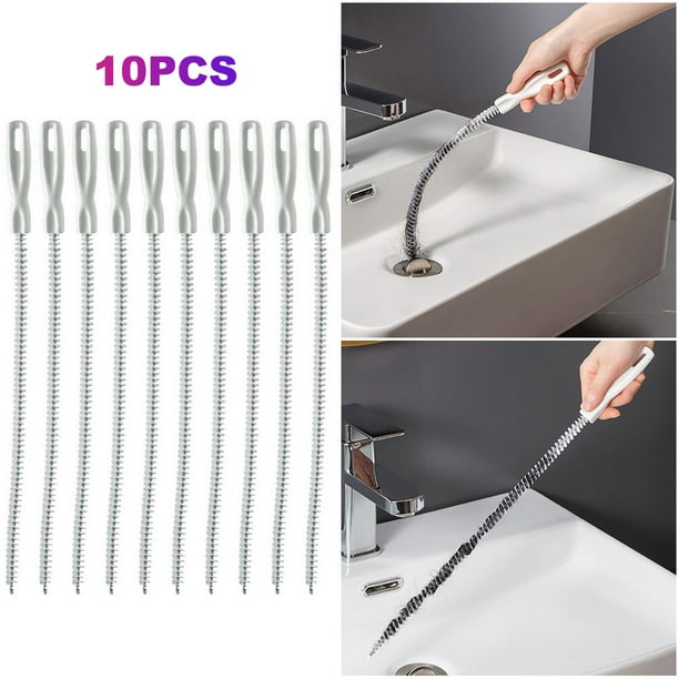 JShteea Cepillo Limpiador Desagües 45 Cm Herramienta Eliminación Orificios Tapón Obstrucción Flexible para Desagüe Bañera