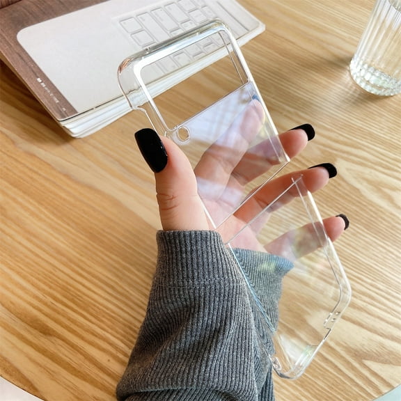 SaniMore Rugged Case for Samsung Galaxy Z Flip 3 6.7" 2021, Rugged Transparent PC Folding Cover Shockproof Ultra-slim Anti-drop No-yellow Shell For Samsung Galaxy Z Flip 3, Clear