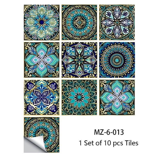 Azulejos de superficie mate con patrón Retro, 10 Uds., cubiertas de transferencia adhesivas para cocina, baño, mesas, suelo, calcomanías artísticas de pared resistentes Tan Jianjun unisex