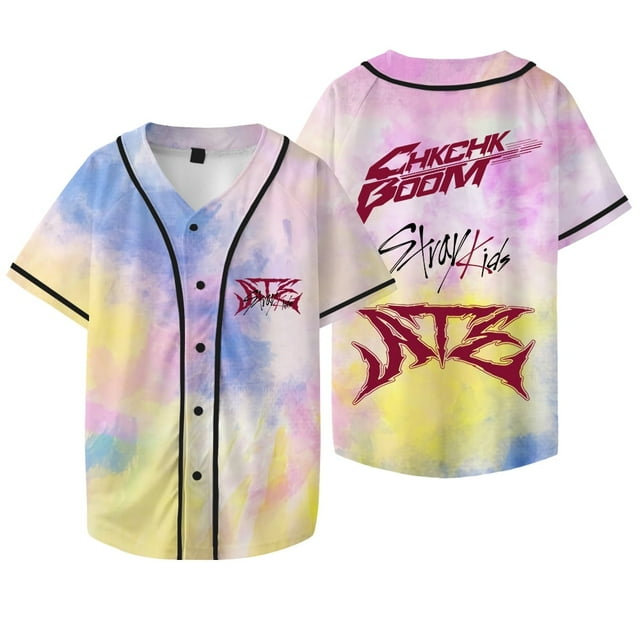 Veste de Baseball Kpop Stray Kids Chk Chk Boom Merch Été Femmes Hommes Mode T-Shirts à Manches Courtes,TP,style 8