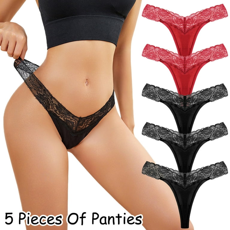 Briefs Women's Sexy Lace Thong Breathable Fashion Panties T-Back Waist Low  Waist Sheer Bikini Stretch Seamless Panties