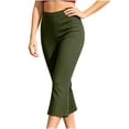 thumbnail image 6 of Yyeselk Women High Waisted Capri Flare Pants Slim Fit Solid Color Fashion Pleated Bell Bottoms Lightweight Stretch Yoga Leggings Army Green M, 6 of 6