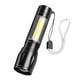 thumbnail image 3 of Linterna portátil de 10 W, alta luminosidad, recargable por USB, negra, compacta y ligera para iluminación exterior., 3 of 14