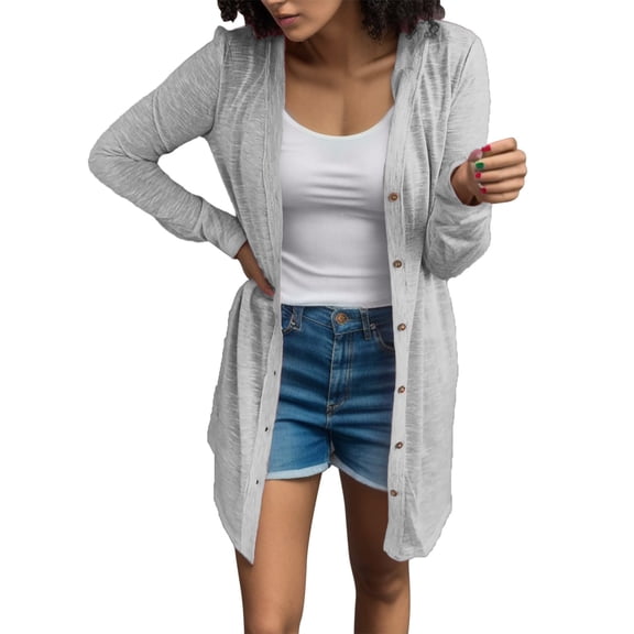 Women's Casual Soft Long Sleeve Button Down Cardigan Blouse Lightweight Outerwear Coat for Everyday Comfort